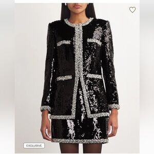 Veronica Beard Black Sequin X Poppy Delevingne Sequin Alessia Jacket/skirt set